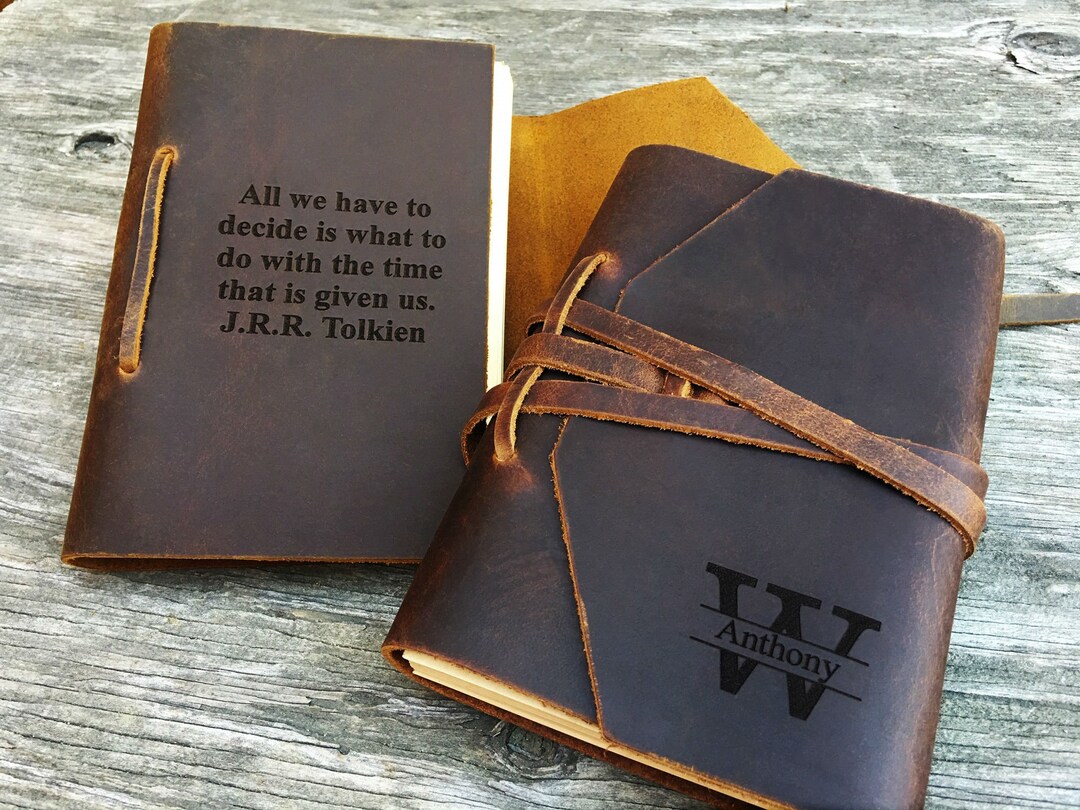 Monogrammed Leather Journal Notebook, Personalized Leather Sketchbook ...