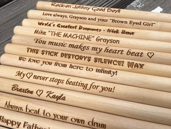 Engraved Drum Sticks Custom Message, Personalized Drumsticks, Gift for Drummer, Husband Dad Father's Day Boyfriend Gift