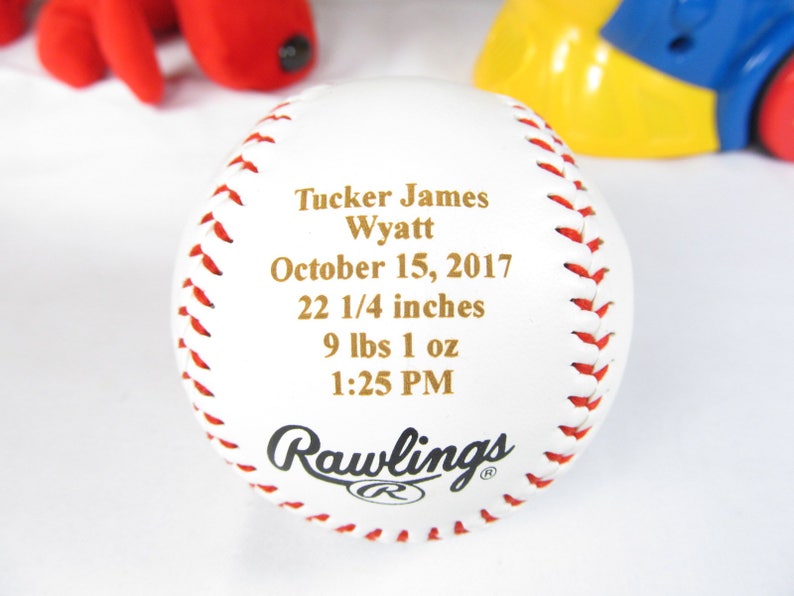 Baseball Baby Announcement Gift Personalized Engraved Etsy