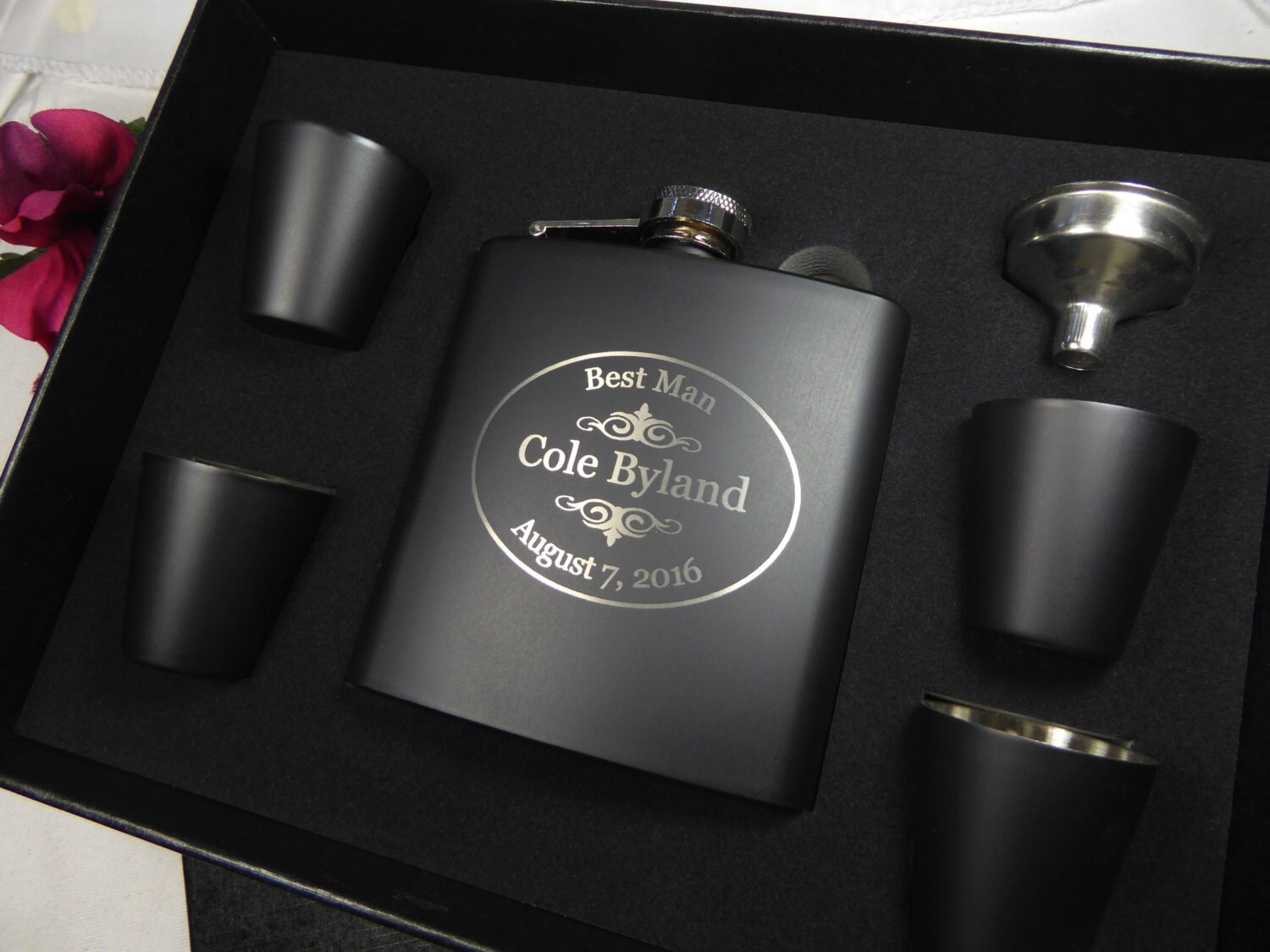 Personalized Flask Gift Set Groomsman Flask Groomsmen Flask Etsy