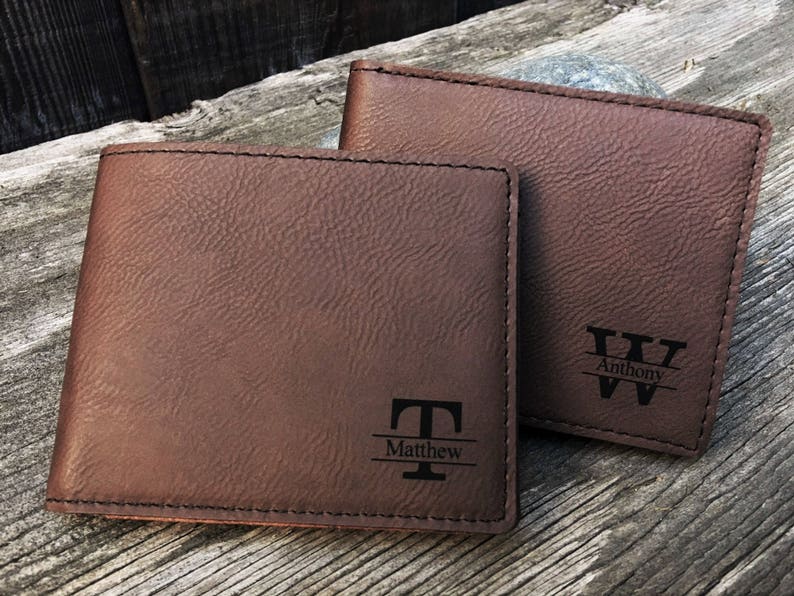 Monogrammed Men's Wallet, Custom Boyfriend Gift, Husband Gift, Anniversary Gift, Christmas Gift, Father's Day Gift, Last Initial, Brown image 3