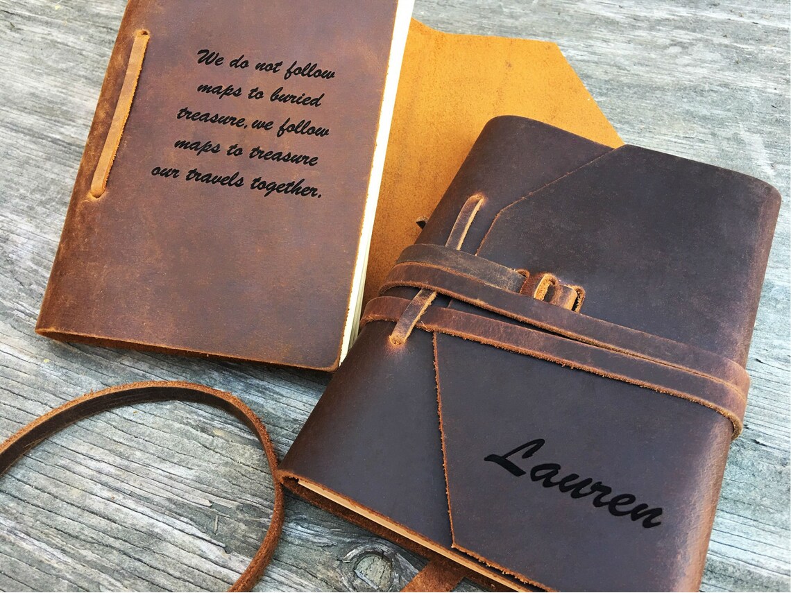 Rustic Notebooks Personalized Leather Journal Notebook, Monogrammed Rustic Leather ...