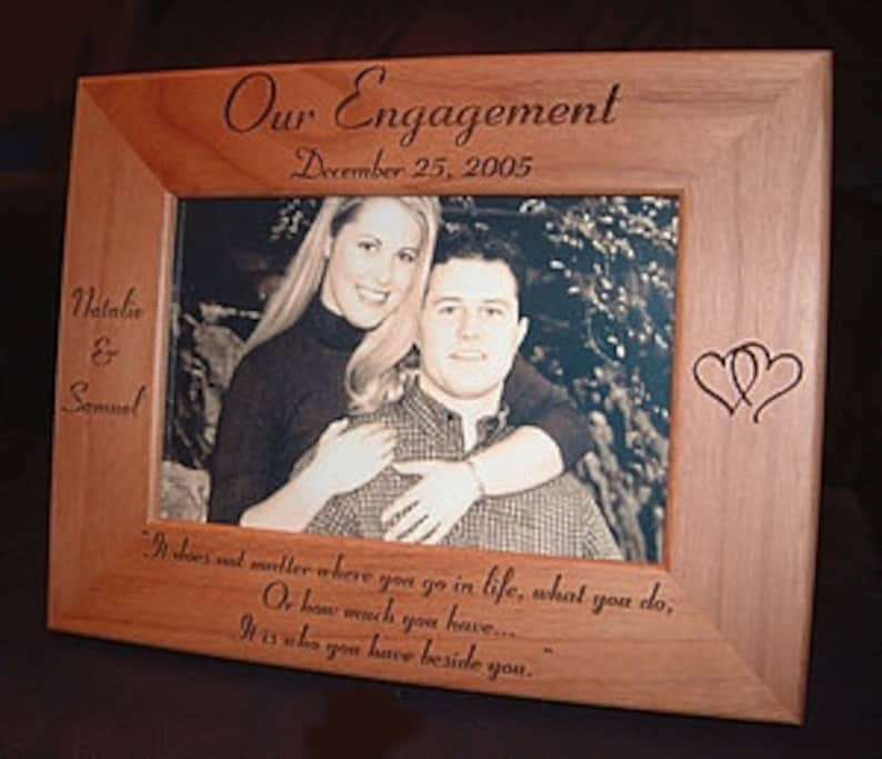 Engraved Engagement Frame, Wedding Announcement, Wedding Parents Gift, Bridal Shower Gift, Engagement Gift Keepsake, Engagement Gift image 1