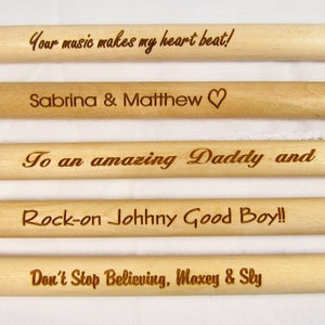 Engraved Drum Sticks Custom Message, Personalized Drumsticks, Gift for Drummer, Husband Dad Father's Day Boyfriend Gift bild 4