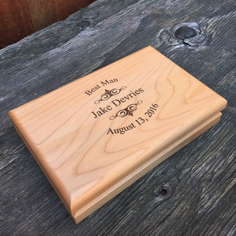 Personalized Mens Wood Valet Box Best Man Gift Engraved Etsy