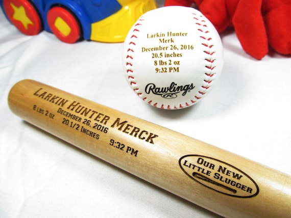 Personalized Engraved Baby Keepsake Bat, Custom Baseball, Baby Announcement Baseball, Custom Baby Boy Gift, Baby Shower, Baseball Fans Combo