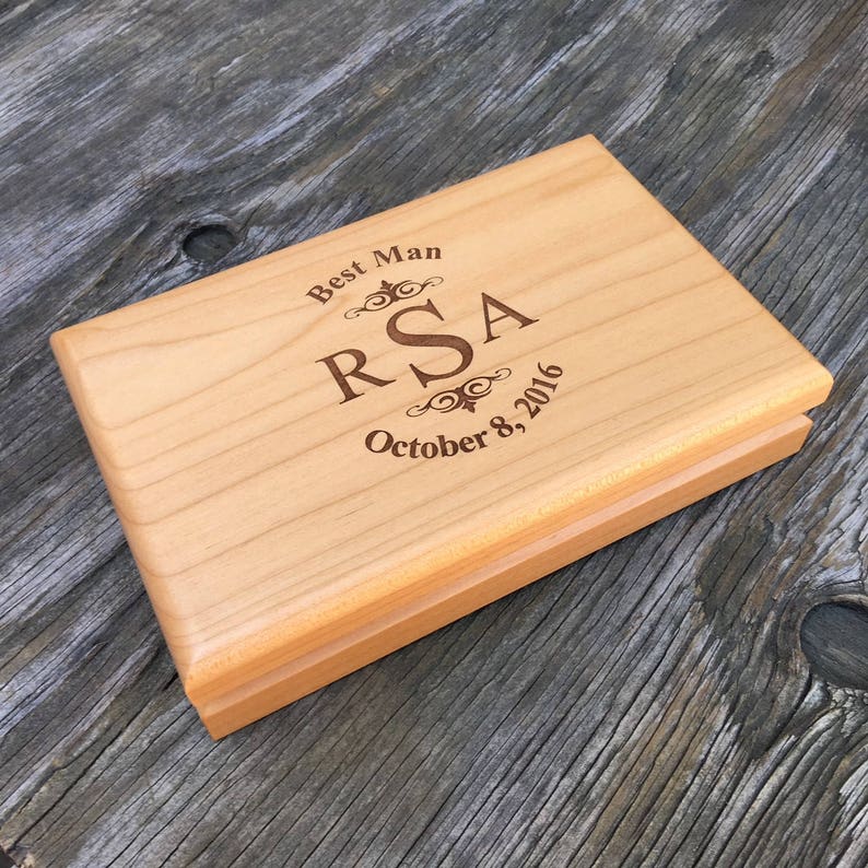 Personalized Mens Wood Valet Box Best Man Gift Engraved Etsy