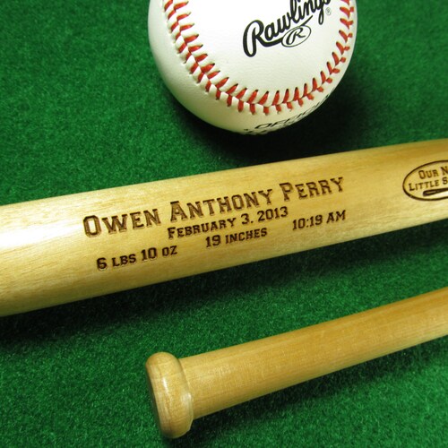 Personalized Engraved Baby Bat Birth Announcement Baseball Etsy