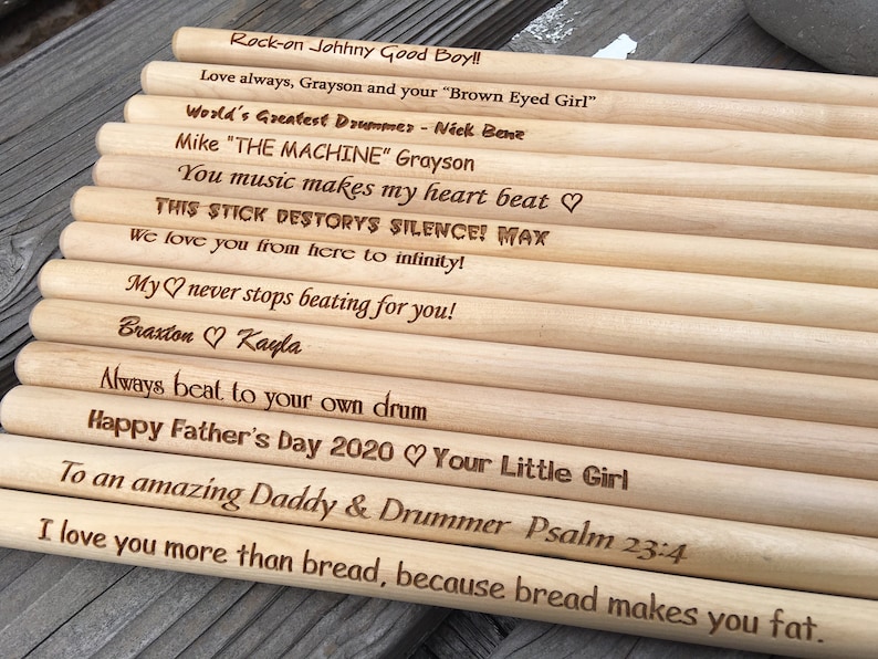 Engraved Drum Sticks Custom Message, Personalized Drumsticks, Gift for Drummer, Husband Dad Father's Day Boyfriend Gift bild 2