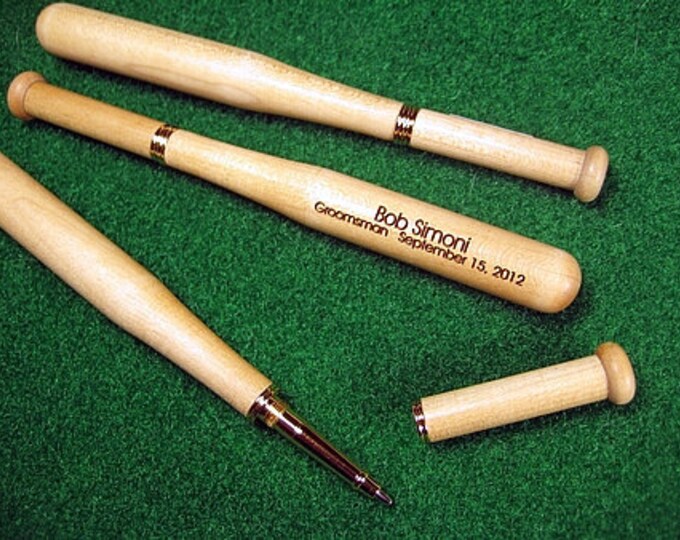 3 Engraved Baseball Bat Pens Wood Ball Point Personalized Etsy