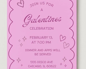Galentine’s Invitation Template | Pink Valentine’s Party Invite | Gal Pal Celebration | Editable Digital Download