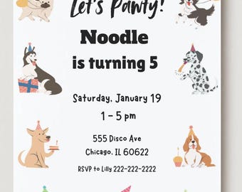 Instant Download – Dog Birthday Invitation