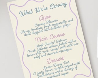 Editable Dinner Menu - Purple and Teal