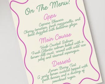 Editable Dinner Menu - On the menu! - Pink and Green
