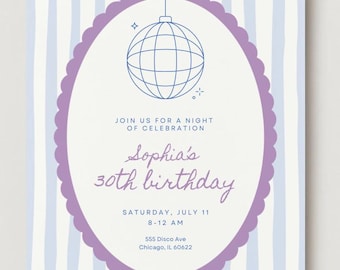 Disco Birthday Invitation Template | Retro Party Invite (Digital Download)