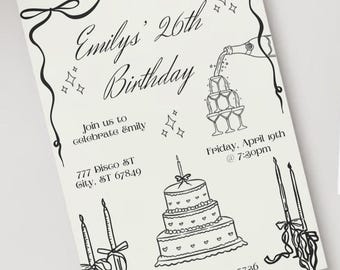 Champagne Toast Birthday Party Invitation