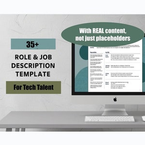 Descripción de funciones y puestos para talento tecnológico / Más de 35 plantillas de puestos, deberes, habilidades y responsabilidades de los empleados / Presentación en PowerPoint editable