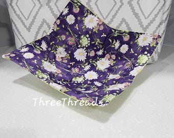 White Daisy on Purple Bowl Cozy