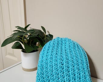 Turquoise beanie-sisters hug pattern