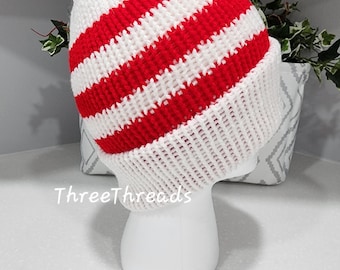 White & Red stripes Beanie