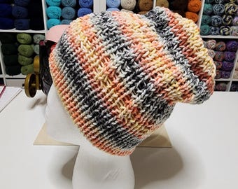 Peach Striped beanie