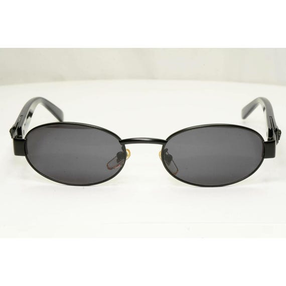 Vintage Versace. Oval Black Lens Sunglasses with metal Frame Versus Sunglasses 1996 by Gianni Versace Vintage Gunmetal  main image 4