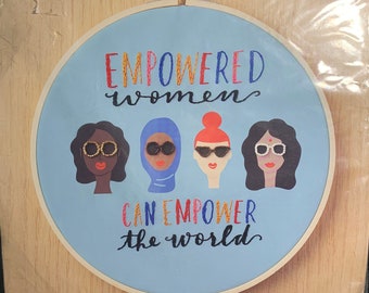 Empowered Women She Inspires Us Hoop Embroidery Bead Kit Inspirational Gift