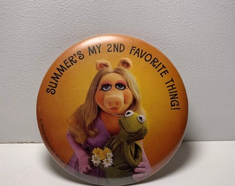 Vintage 1980 Kermit The Frog Miss Piggy Pin Jim Henson The Muppets Hallmark