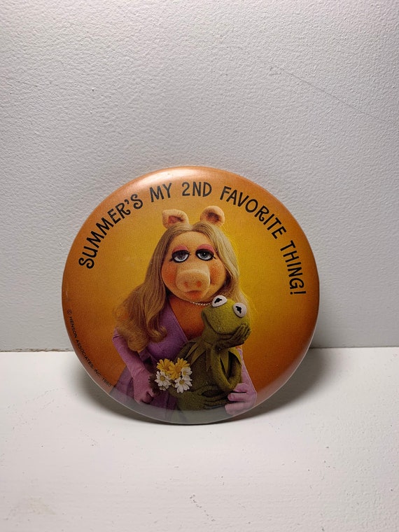 Vintage 1980 Kermit The Frog Miss Piggy Pin Jim He