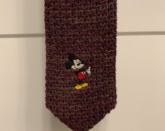 Disney Mickey Unlimited Mickey Mouse 1990s Unique Knit and Embroidered Tie