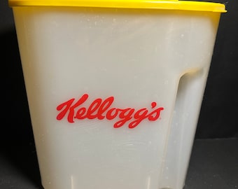 Vintage 1996 Kellog’s Cereal Nostalgic Container Keeper Storage Pantry Organization Lidded Ergonomic Design