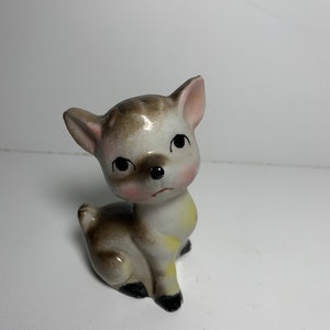Vintage Sad Deer Fawn Figurine Cute Midcentury Forest Animal Ceramic/Porcelain Figure Decor image 3