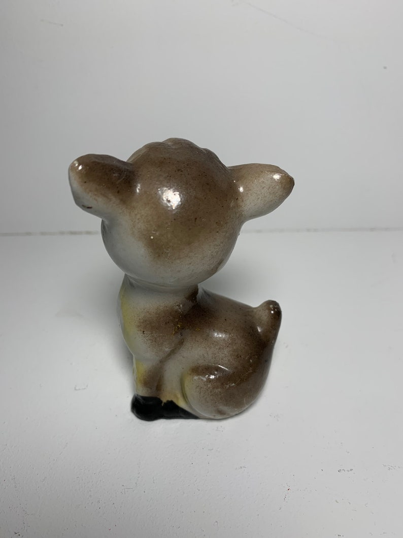 Vintage Sad Deer Fawn Figurine Cute Midcentury Forest Animal Ceramic/Porcelain Figure Decor image 4