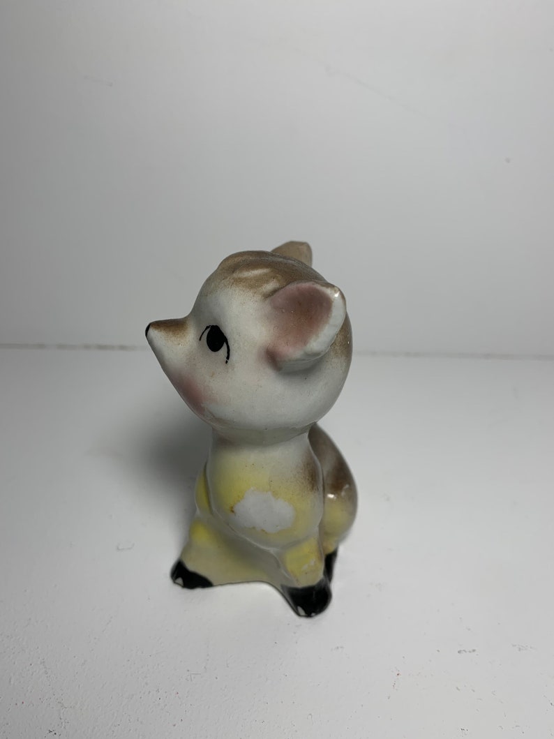 Vintage Sad Deer Fawn Figurine Cute Midcentury Forest Animal Ceramic/Porcelain Figure Decor image 2