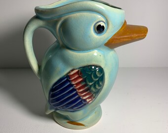 Small Painted Figural Duck Pitcher Midcentury Made in Japan