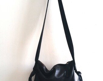 Black leather bag, cross bady bag,