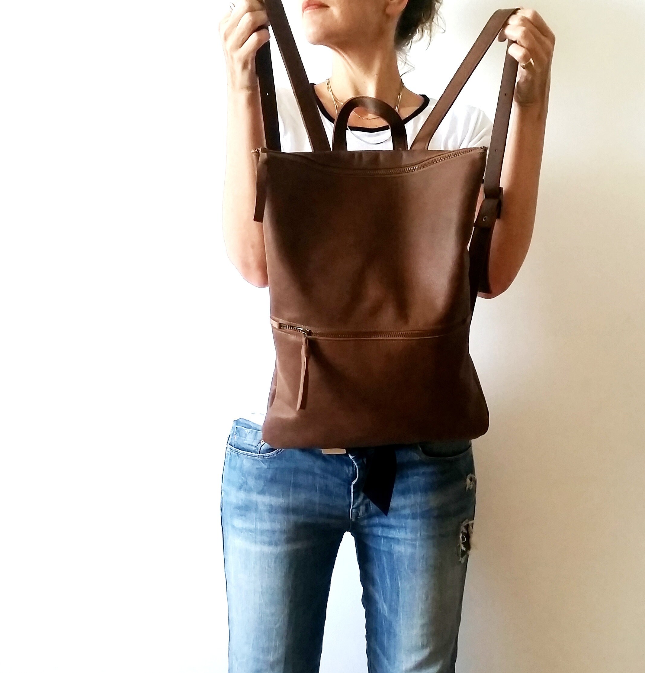 Leather Backpack Brown Leather Laptop Bag Unisex Bag - Etsy