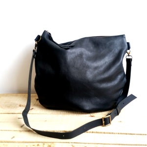 Black HOBO leather bag Shoulder bag , Cross-body bag image 2