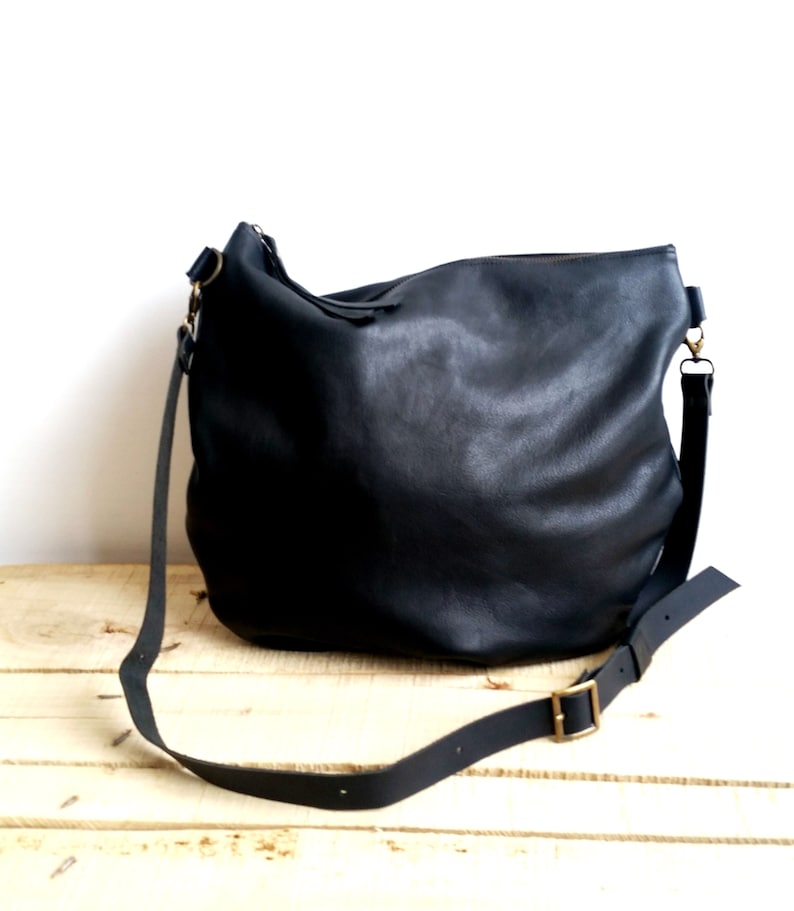 Black HOBO leather bag Shoulder bag , Cross-body bag image 2