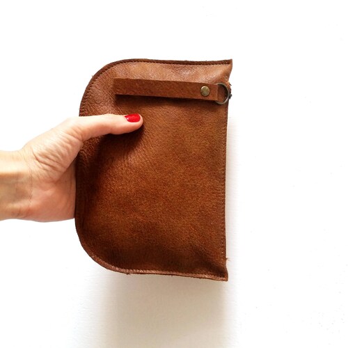 Zipper Purse Makeup Bag Leather Wallet Leather Purse Etsy