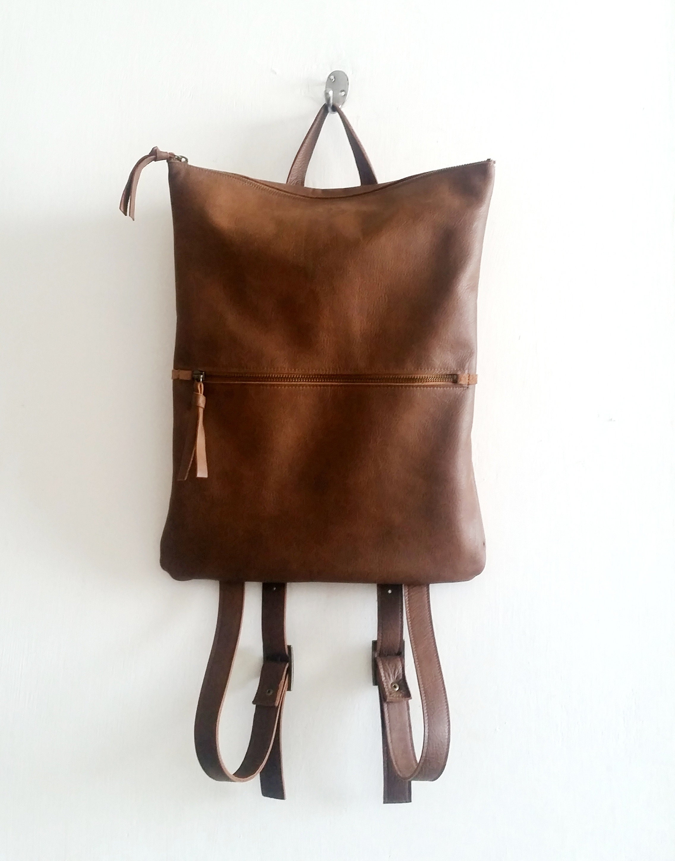 Leather Backpack Brown Leather Laptop Bag Unisex Bag - Etsy