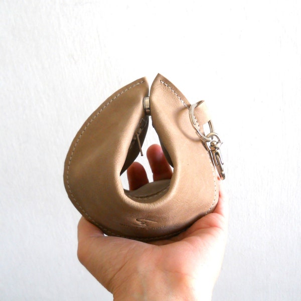Fortune cookie wallet - Leather waller - Leather Gift idea - Camel leather