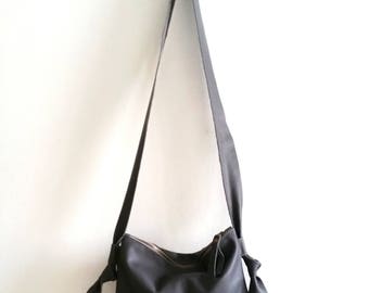 Gray leather bag, cross bady bag,