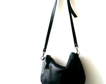 Black leather bag  Shoulder bag , Cross-body bag