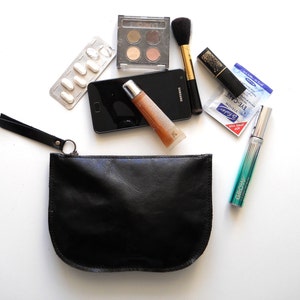 Zipper purse | Makeup Bag | leather wallet | leather purse | BLACK