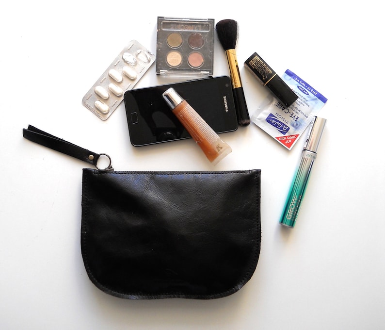 Zipper Purse Makeup Bag Leather Wallet Leather Purse Etsy