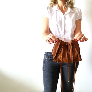 Bucket bag Brown leather crossbody bag gift for her accordion bag image 6