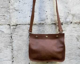 Brown leather bag, Crossbody Bags- tool box bag