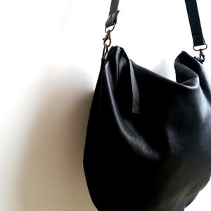 Black HOBO leather bag Shoulder bag , Cross-body bag image 3