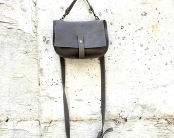 Small gray leather bag, Crossbody Bags